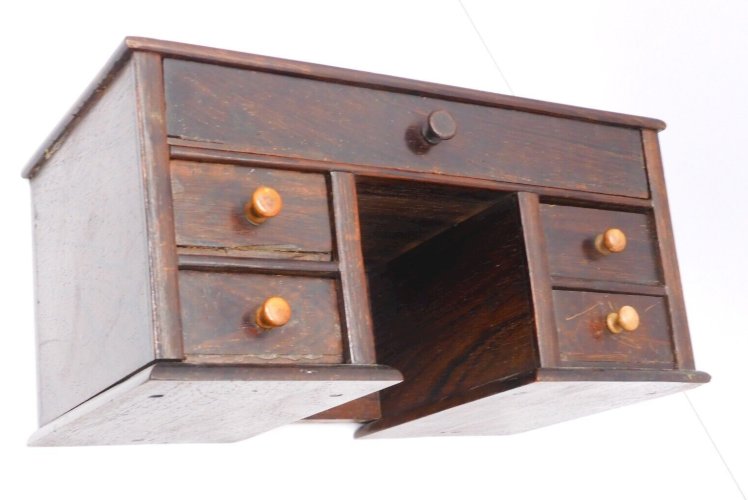 -BOITE A CRAYONS forme PETIT BUREAU XIXe 5 tiroirs bois précieux PLUMIER déco  D