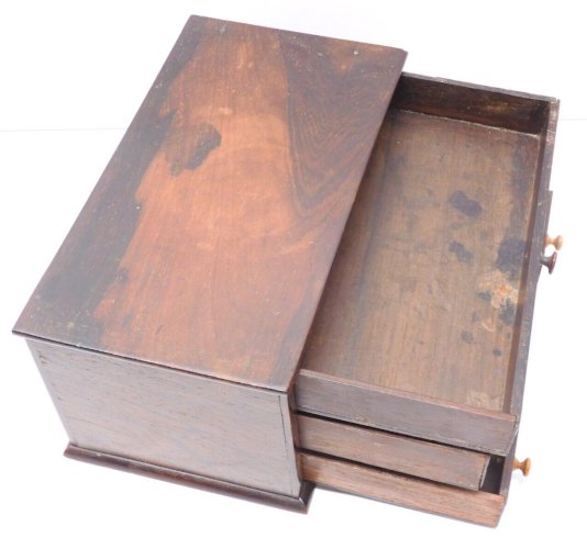 -BOITE A CRAYONS forme PETIT BUREAU XIXe 5 tiroirs bois précieux PLUMIER déco  D