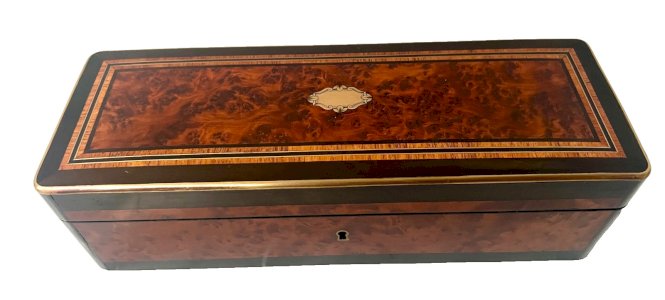 Glove Box in Thuya Burl Napoleon III Boulle Marquetry 19th Century
