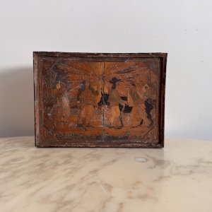 Sewing box straw marquetry case with Breton decoration 19th century M3682