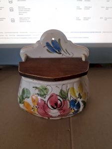 boite à sel céramique, décor de fleurs