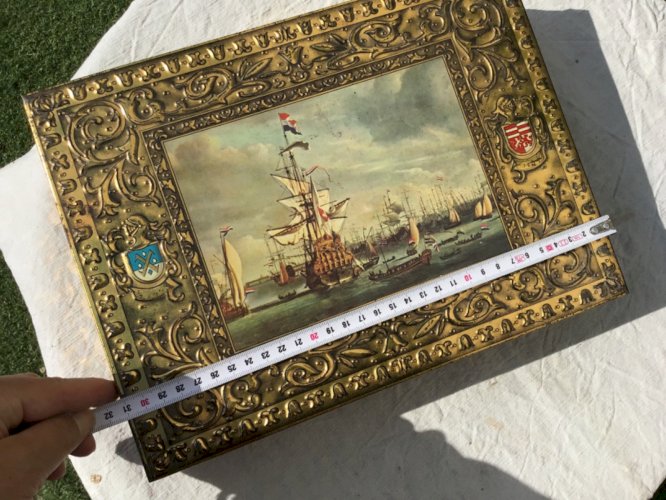 Boîte ancienne métal Marine Navires Van Melle Vintage Large Metal Box Ships