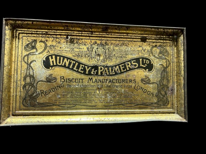 Boîte biscuit ancienne Huntley & Palmer Art Nouveau 1900 Queen Elizabeth Vintage