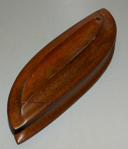 -BOITE BOIS EN FORME DE COSSE de FRUIT EXOTIQUE COLLECTION VITRINE DECO    D