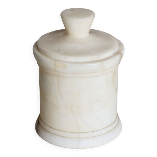 Boîte / bonbonnière vintage en marbre blanc crème avec couvercle