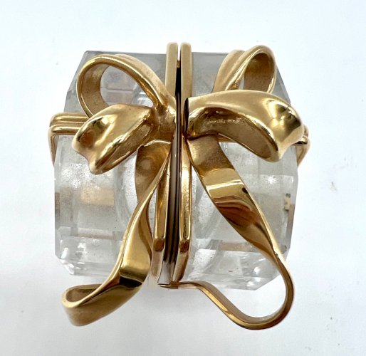 Boîte cadeau en cristal Swarovski avec horloge intégrée – Ruban doré