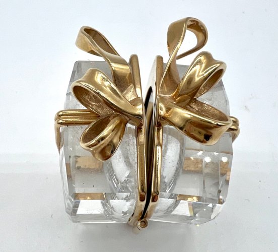 Boîte cadeau en cristal Swarovski avec horloge intégrée – Ruban doré