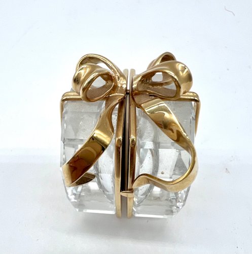 Boîte cadeau en cristal Swarovski avec horloge intégrée – Ruban doré