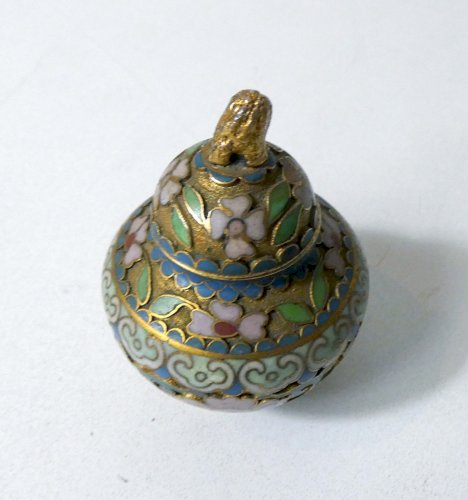 Boîte chinoise émail cloisonné vintage métal or pot artisanal traditionnel