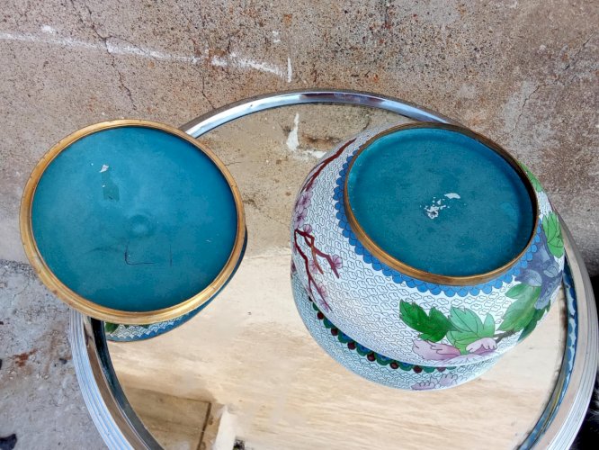 Boite Chinoise en métal cloisonnée