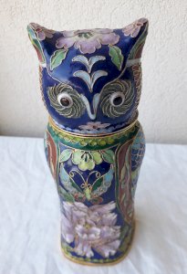 Boite chouette en émaux cloisonnés