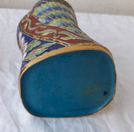 Boite chouette en émaux cloisonnés