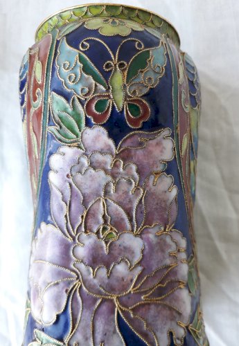 Boite chouette en émaux cloisonnés