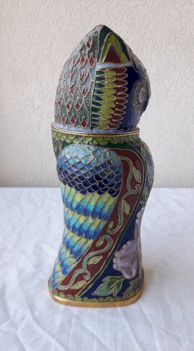 Boite chouette en émaux cloisonnés