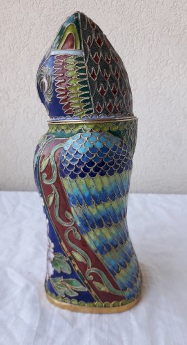 Boite chouette en émaux cloisonnés