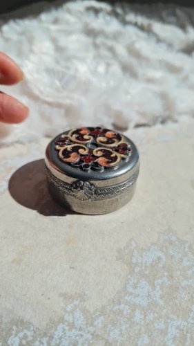 Boite cloisonnée et en étain - émaillée - pilulier