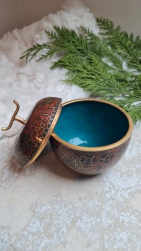 Boite cloisonnée - pomme - émaillée