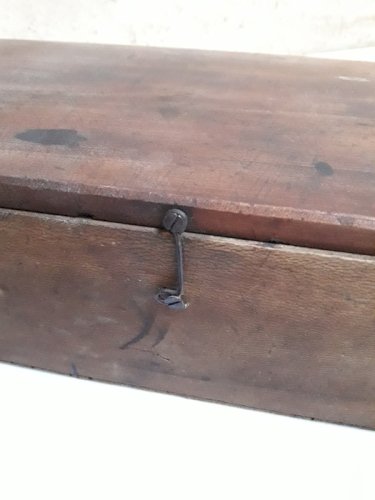 boite coffret bois ancien 46,2x19,3cm compartimentée pêche rangement ref618