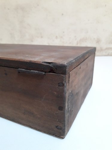 boite coffret bois ancien 46,2x19,3cm compartimentée pêche rangement ref618