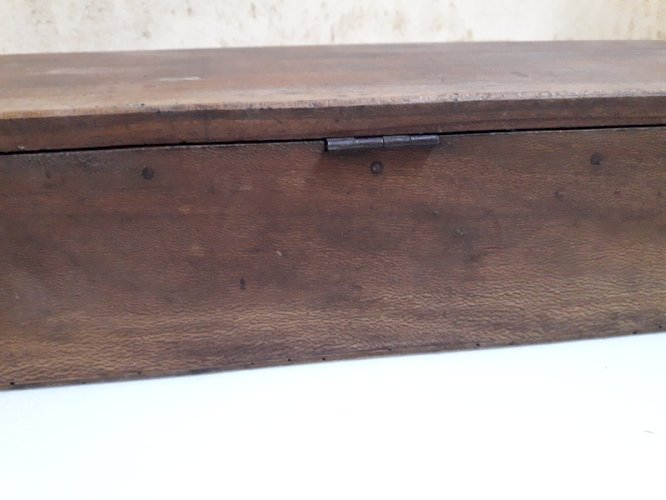 boite coffret bois ancien 46,2x19,3cm compartimentée pêche rangement ref618