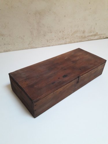 boite coffret bois ancien 46,2x19,3cm compartimentée pêche rangement ref618