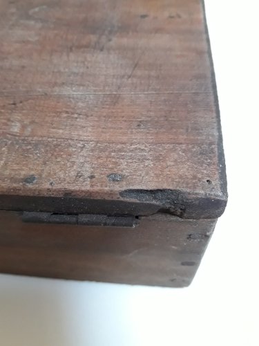 boite coffret bois ancien 46,2x19,3cm compartimentée pêche rangement ref618