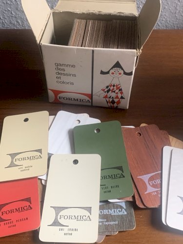 Boite coffret plaquettes formica marque déposée gamme des dessins 1970