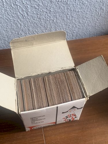 Boite coffret plaquettes formica marque déposée gamme des dessins 1970