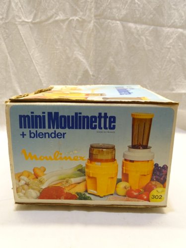 -BOITE COMBINE MINI MOULINETTE MOULINEX ORANGE 1970/80 DECO VINTAGE CUISINE   D