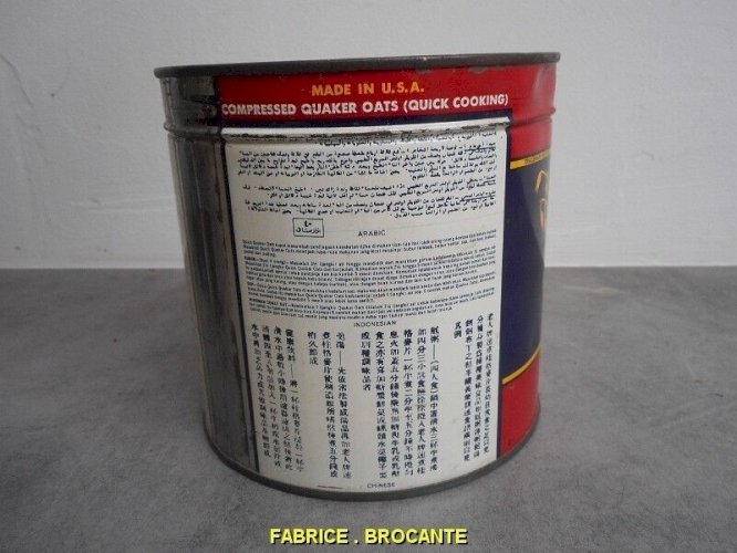 BOITE DE CONSERVE ANCIENNE QUAKER WHITE OATS