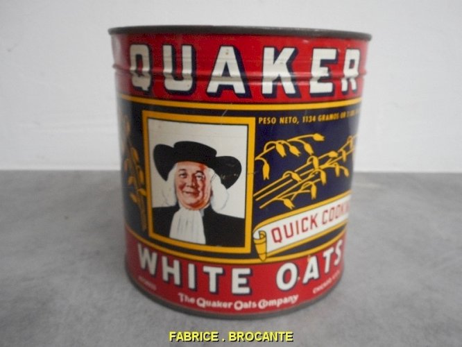 BOITE DE CONSERVE ANCIENNE QUAKER WHITE OATS