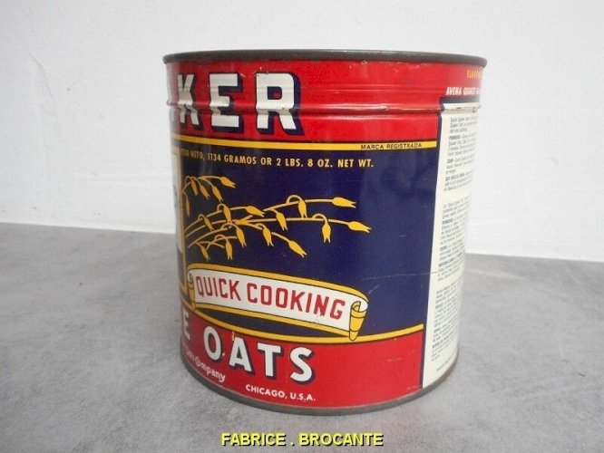 BOITE DE CONSERVE ANCIENNE QUAKER WHITE OATS