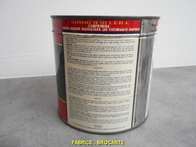 BOITE DE CONSERVE ANCIENNE QUAKER WHITE OATS