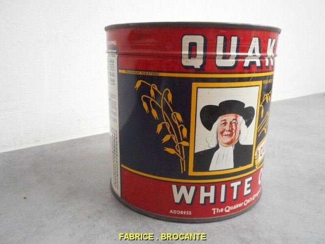 BOITE DE CONSERVE ANCIENNE QUAKER WHITE OATS