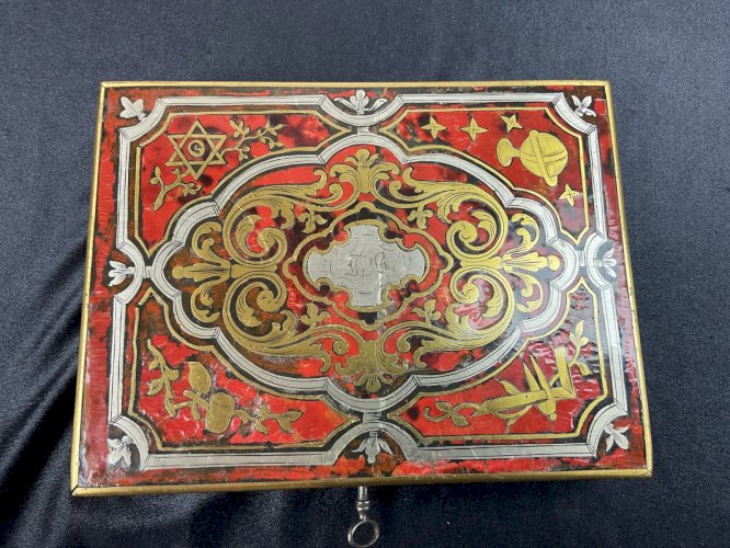 BOÎTE en Marqueterie Boulle Coffret Napoléon III  XIX -XX FRANC MAÇONNERIE