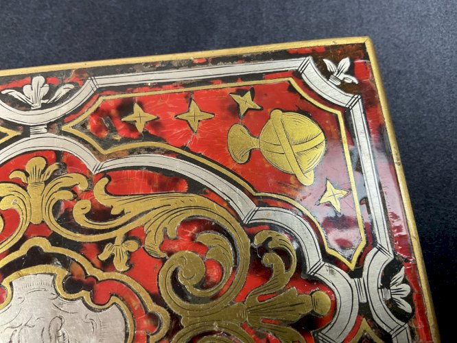 BOÎTE en Marqueterie Boulle Coffret Napoléon III  XIX -XX FRANC MAÇONNERIE