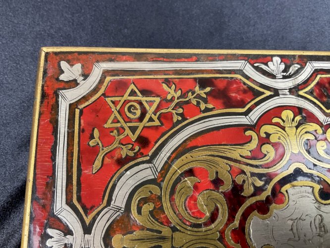 BOÎTE en Marqueterie Boulle Coffret Napoléon III  XIX -XX FRANC MAÇONNERIE