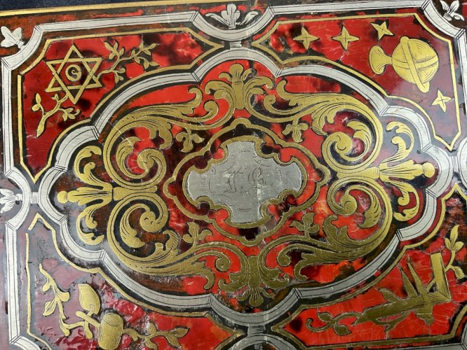 BOÎTE en Marqueterie Boulle Coffret Napoléon III  XIX -XX FRANC MAÇONNERIE