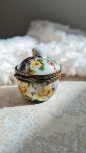 Boite en porcelaine ou pilulier Limoges France