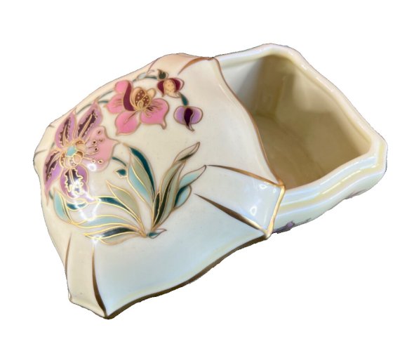 Boîte en porcelaine peinte à la main – Zsolnay Pécs Hongrie – Signée Barathui