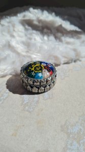 Boite Millefiori , verre de Murano et métal argenté- pilulier