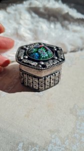 Boite Millefiori , verre de Murano et métal argenté- pilulier