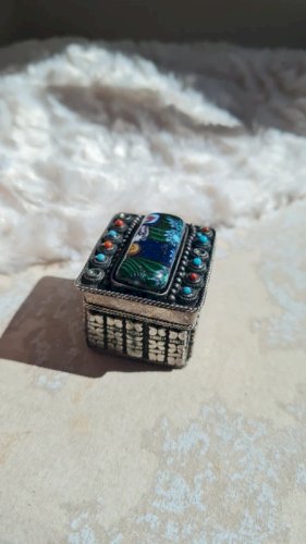Boite Millefiori , verre de Murano et métal argenté- pilulier
