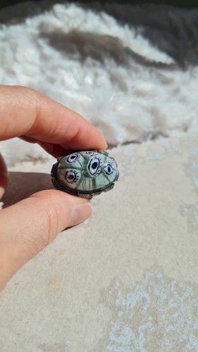 Boite Millefiori , verre de Murano et métal argenté- pilulier