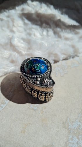 Boite Millefiori , verre de Murano et métal argenté- pilulier