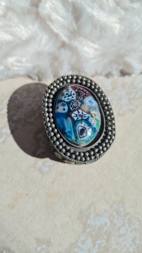 Boite Millefiori , verre de Murano et métal argenté- pilulier