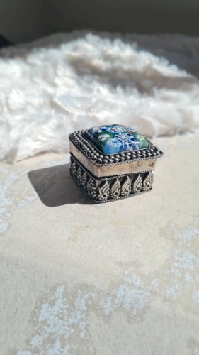 Boite Millefiori , verre de Murano et métal argenté- pilulier