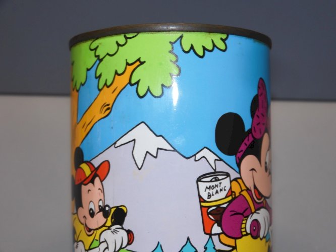 - BOITE MONTBLANC DISNEY MICKEY MINNIE TOLE LITHOGRAPHIEE POT CRAYONS PAILLES  D