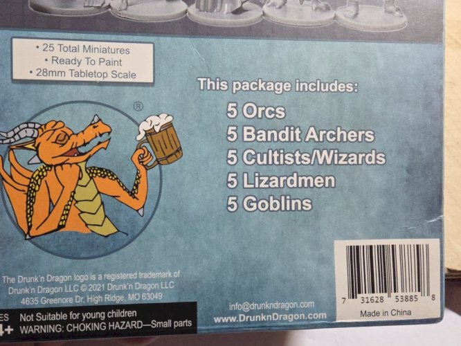 boite neuve 25 figurines Drunk'n dragon - ennemies pack a peindre -