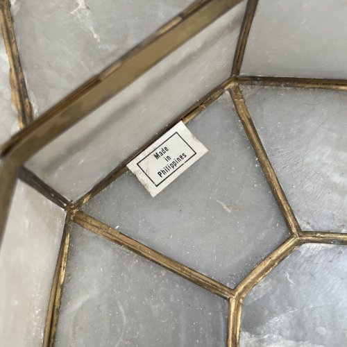 Boite octogonale vintage en laiton et nacre made in Philippines